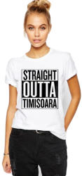 THEICONIC Tricou dama alb - Straight Outta Timisoara