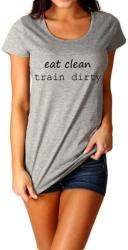 THEICONIC Tricou dama gri - Eat Clean Train Dirty