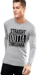 THEICONIC Bluza barbati gri cu text negru - Straight Outta Timisoara