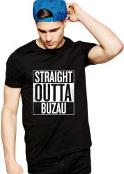 THEICONIC Tricou negru barbati - Straight Outta Buzau