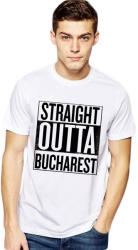 THEICONIC Tricou alb barbati - Straight Outta Bucuresti