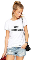 THEICONIC Tricou dama alb "Sorry, i only date models