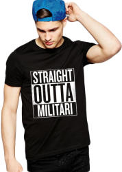 THEICONIC Tricou negru barbati - Straight Outta Militari
