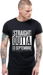 THEICONIC Tricou negru barbati - Straight Outta 13 Septembrie