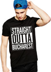 THEICONIC Tricou negru barbati - Straight Outta Bucuresti