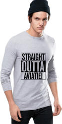 THEICONIC Bluza barbati gri cu text negru - Straight Outta Aviatiei