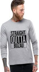 THEICONIC Bluza barbati gri cu text negru - Straight Outta Buzau