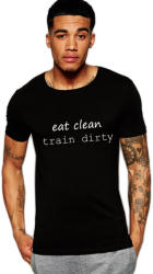 THEICONIC Tricou negru barbati - Eat Clean Train Dirty