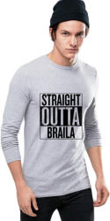 THEICONIC Bluza barbati gri cu text negru - Straight Outta Braila