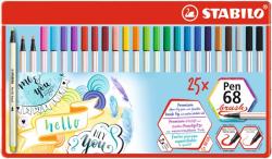 STABILO Ecsetirón készlet, fém doboz, STABILO Pen 68 brush , 19 különböző szín (TST5682532)