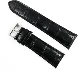  Curea de Ceas din Piele de Vițel - Neagră Lucioasă - Imprimeu Crocodil - 24/20 mm - Cataramă Argintie - WZ3389 (WZ3389)