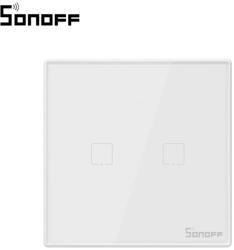 SONOFF Intrerupator dublu cu touch Sonoff T2EU2C, Wi-Fi + RF, Control de pe telefonul mobil