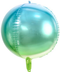 PartyDeco S. r. o Ombre gömb metál fólia lufi, kék és zöld, 35cm