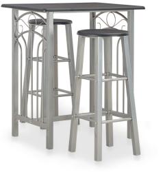 vidaXL Set mobilier de bar, 3 piese, negru, lemn și oțel (284396)