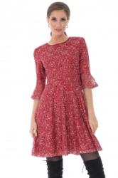 RohBoutique Rochie rosie, cu imprimeu floral alb, ROH - DR4023