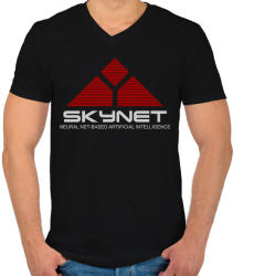 printfashion Terminátor: Skynet - Férfi V-nyakú póló - Fekete (1933387)