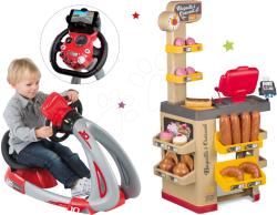 Smoby Set brutărie cu prăjituri Baguette&Croissant Bakery Smoby cu casă de marcat electronică și simulator V8 Driver cu sunete și rampă (SM350220-10)