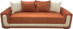 MobAmbient Canapea 3 locuri extensibilă, cu extensie pe role, tapițerie de catifea portocalie - EVA