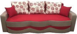 MobAmbient Canapea extensibilă cu extensie pe role, tapițerie de stofă roșu cu cappuccino, 5 perne incluse - MILANO Canapea