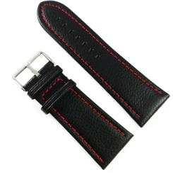  Curea de ceas Neagra din piele naturala si cusatura rosie - 28mm, 30mm, 32mm, 34mm - WZ3410 (WZ3410)