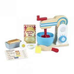 Melissa & Doug Set de joaca din lemn Mixer pentru prajituri Melissa & Doug, 11 piese, 3 ani+ (MD9840) Bucatarie copii