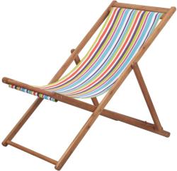 vidaXL Scaun de plajă pliabil, multicolor, textil și cadru din lemn (44002) - vidaxl