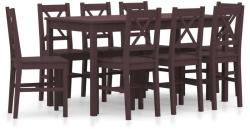 vidaXL Set mobilier de bucătărie, 9 piese, maro închis, lemn de pin (283383)