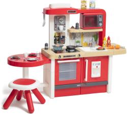 Smoby Bucătărie de jucărie, care crește împreună cu vârsta, cu apă curgătoare Tefal Evolutive Gourment Smoby și microunde roșu cu sunet și lumină (SM312312-A)
