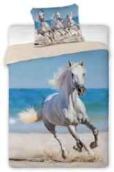 agynemustore Fehér lovak a tengerparton 2 részes pamut-vászon ágyneműhuzat