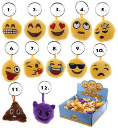 PUCKATOR Smiley, emoji kulcstartó, plüss kulcstartó, 4 cm, többféle (PCT-KEY60) - officetrade