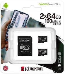 Kingston microSDXC Canvas Select Plus Multi pack 64GB C10/UHS-I SDCS2/64GB-2P1A