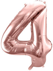 PartyDeco S. r. o 4. szám, fólia lufi, 86 cm, rosegold