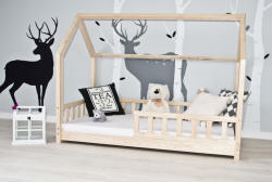 Ourbaby Pat de copii tip căsuță cu barieră de siguranță Tea - natural