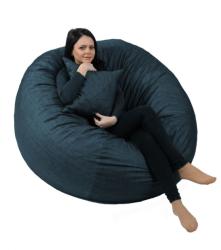 Pufrelax Комплект, Барбарон и декоративна възглавница, 600л. , King Size - Denim, Перящ се калъф, Трансформира се в легло, Пълнеж с микс от мемори пяна и дунапрен, Гама Premium