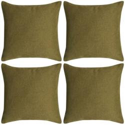 vidaXL Huse de pernă cu aspect de in, 50 x 50 cm, verde, 4 buc (131565)
