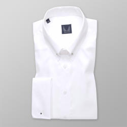 Willsoor Cămașă clasică albă pentru bărbați, cu model uniform 11230