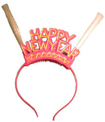 Mezőfi Fejdísz, villogó, Happy New Year, piros