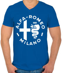 printfashion Alf'a Romeo Milano - Férfi V-nyakú póló - Királykék (1987550)