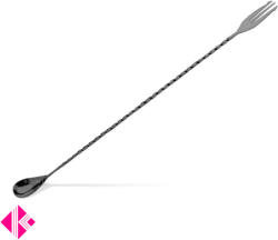 Villás végű csavart szárú bárkanál gunmetal fekete 40 cm