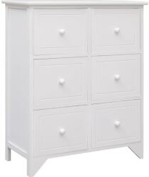 vidaXL Dulap lateral, 6 sertare, alb, 60x30x75 cm, lemn de paulownia (284097) Comoda