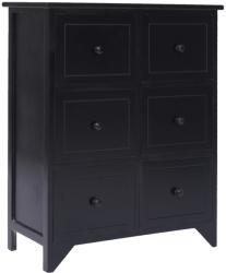 vidaXL Dulap lateral cu 6 sertare, negru, 60x30x75 cm, lemn paulownia (284098) Comoda