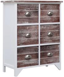 vidaXL Dulap lateral, 6 sertare, maro, 60x30x75 cm, lemn paulownia (284094) Comoda
