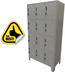+Plus Mobilier Vestiar metalic valori Premium cu picioare si 12 compartimente, 1000x500x1920 mm (LxlxH), PLUS gri 12 40 kg Vestiar metalic cusetat 12 1000x500x1920 (61003807)