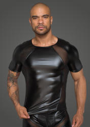 Noir Handmade H056 Men's T-Shirt Made of Powerwetlook with 3D Net Inserts XL