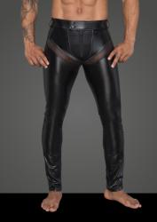 Noir Handmade H059 Men's Powerwetlook Long Pants with Inserts and Pockets Made of 3D Net L