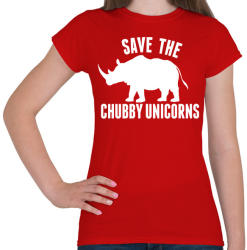 printfashion Save the Chubby Unicorns! - Női póló - Piros (2020695)