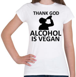 printfashion Alcohol is vegan - Női póló - Fehér (2020626)