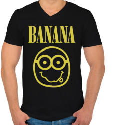 printfashion Banana - Férfi V-nyakú póló - Fekete (2013719)