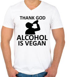 printfashion Alcohol is vegan - Férfi V-nyakú póló - Fehér (2020590)