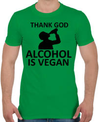 printfashion Alcohol is vegan - Férfi póló - Zöld (2020588)